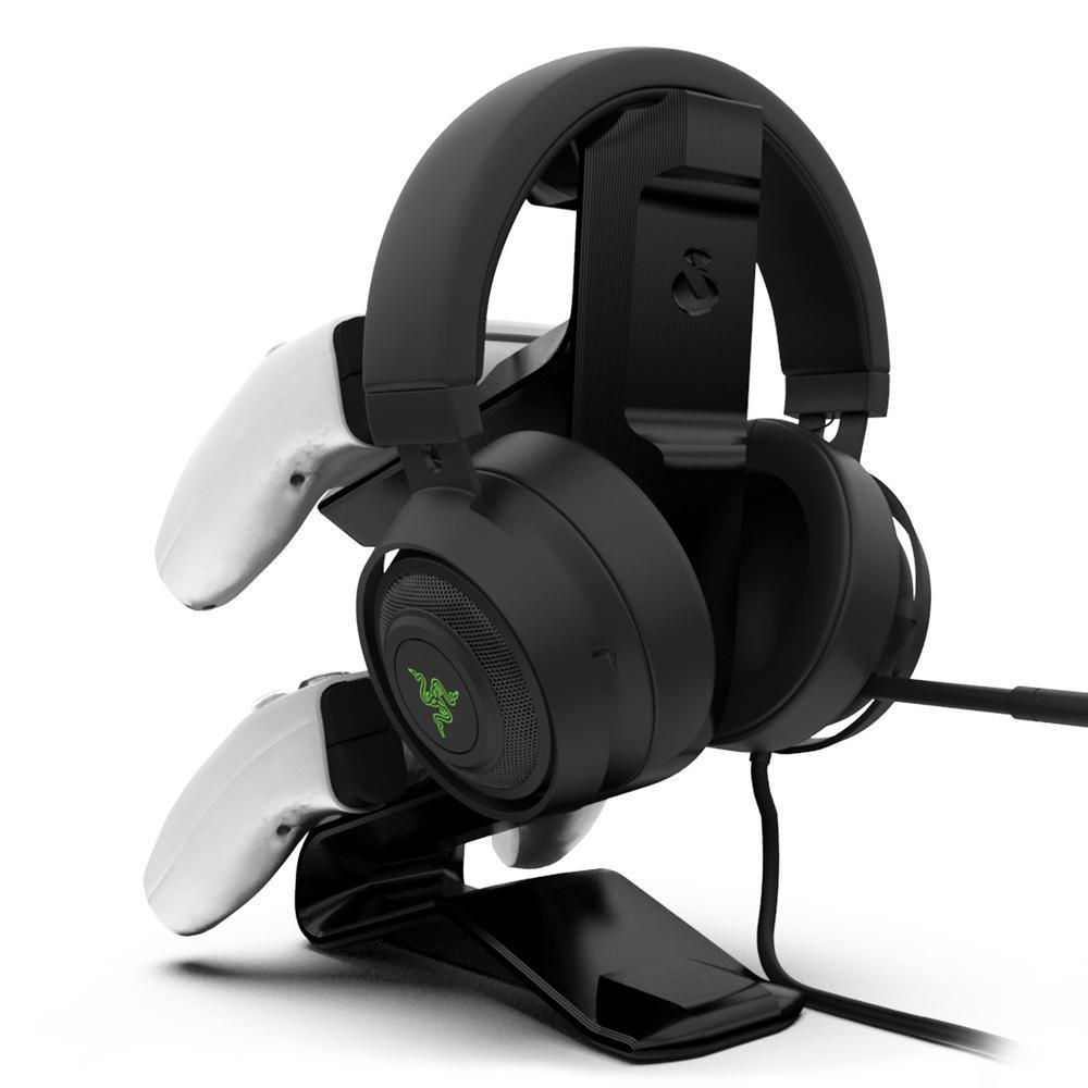 Imagem 3 de 5 do produto Suporte de Mesa para 2 Controles PS5 + Headset, Sculpy Printing Lifestyle 2CTF, Pezinhos de Silicone