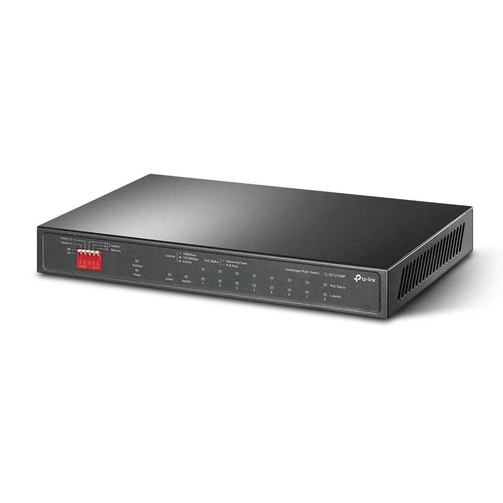 Switch TP-Link TL-SG1210MPE, Gigabit Ethernet, PoE+, 10 portas 8x RJ45 + 1x SFP/RJ45 - TL-SG1210MPE
