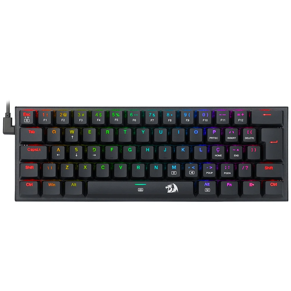 Imagem 2 de 5 do produto Teclado Mecânico Gamer Redragon Anivia, RGB com Switch Azul, ABNT2, Layout 60, , Double-Shot Keycaps, 61 Teclas, USB 2.0, Pro Setup