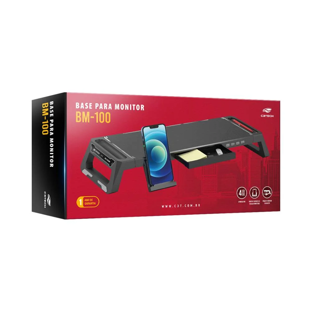 Imagem 2 de 5 do produto Suporte Para Monitor C3tech Bm-100bk, Preto