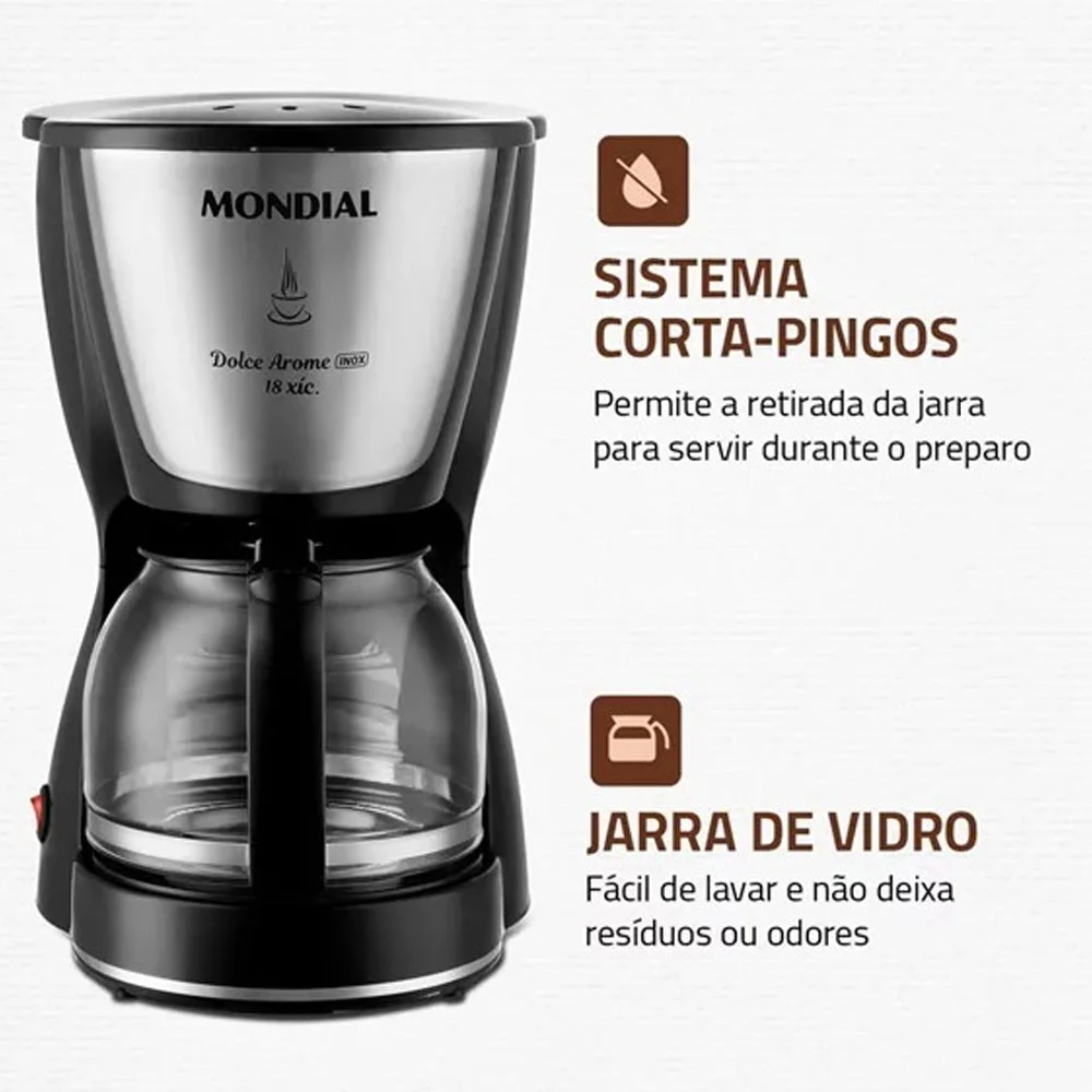 Imagem 3 de 5 do produto Cafeteira Dolce Aroma 550w C-30-18x Mondial