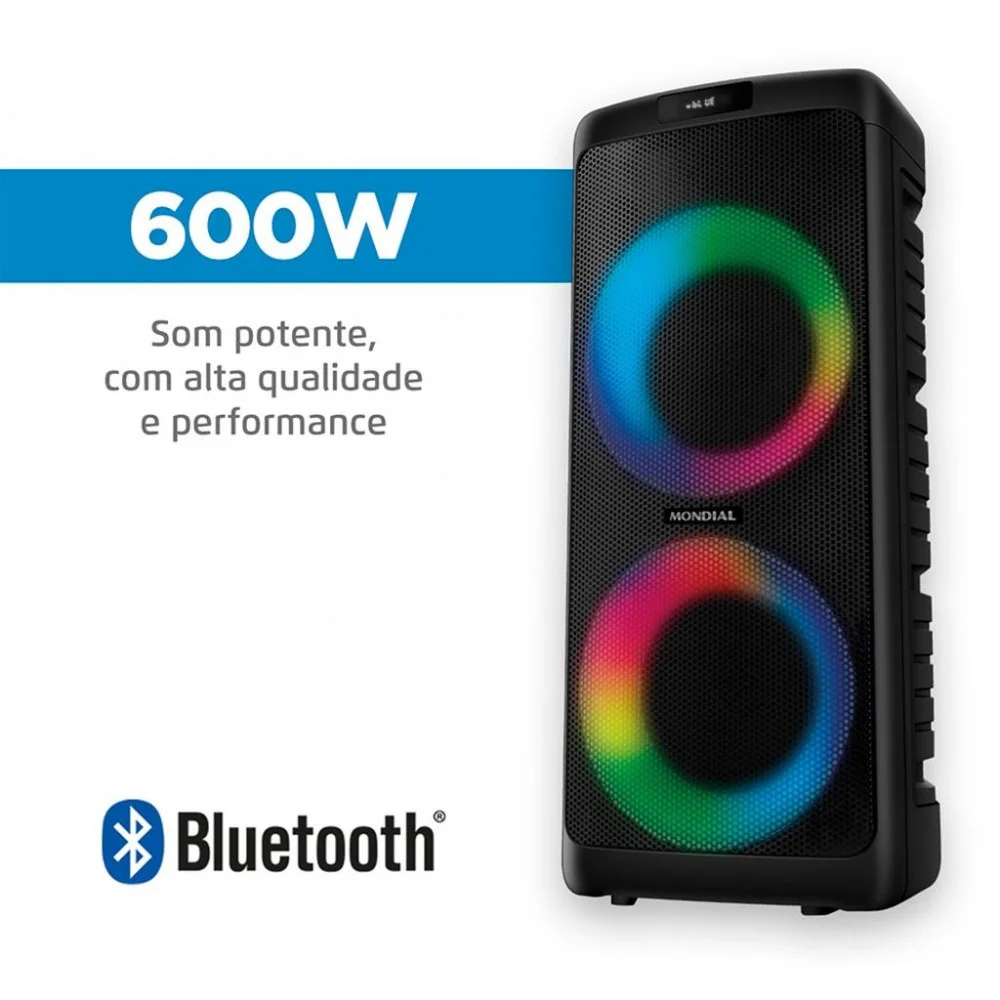 Imagem 3 de 5 do produto Caixa Amplificada Party Box Mondial,Bluetooth, 600 Watts Pbx-600