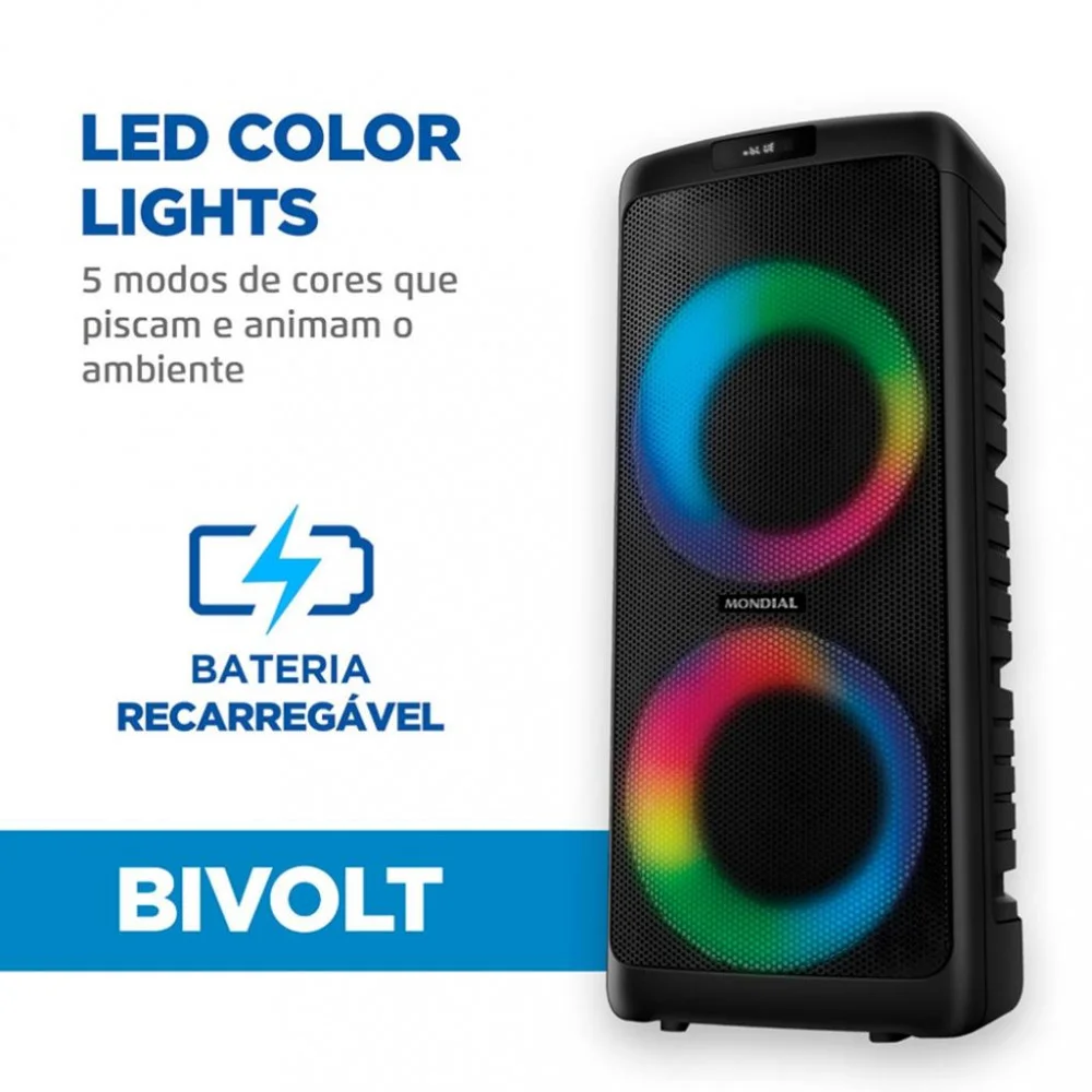 Imagem 5 de 5 do produto Caixa Amplificada Party Box Mondial,Bluetooth, 600 Watts Pbx-600