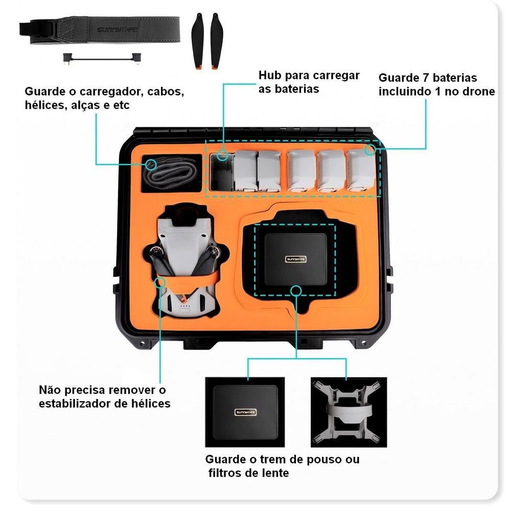 Case Sunnylife Maleta Rígida, Para Drone Dji Mini 3 Pro E Acessórios