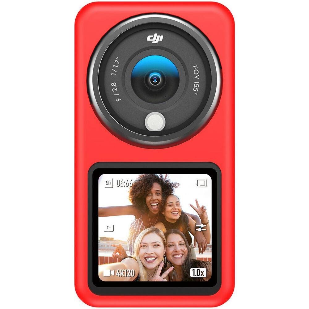 Capa De Proteção Telesin, Em Silicone Vermelho, Para Dji Action 2