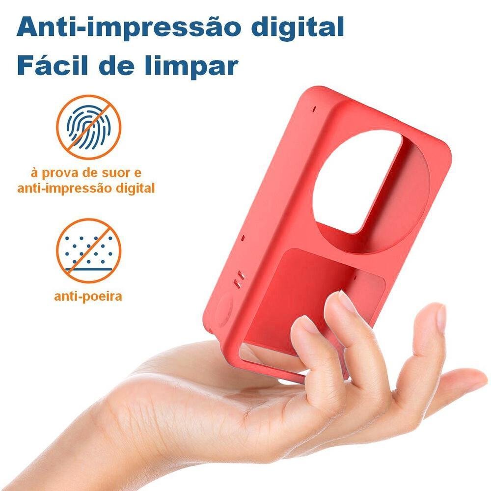 Capa De Proteção Telesin, Em Silicone Vermelho, Para Dji Action 2