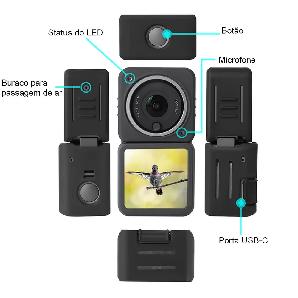Imagem 2 de 5 do produto Capa De Silicone Sunnylife, Para Câmera Dji Action 2, Dual Screen