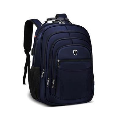 Mochila Grande Executiva, Anti Furto, para Notebook, Saída Cabo USB e Fone de Ouvido, Azul Marinho