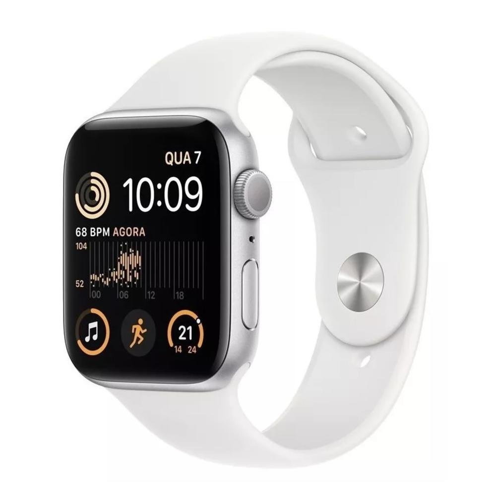 Apple Watch Se 2ª Geração, Gps, Caixa 40 Mm, Prateada, Alu Multiira, Esportiva, Branco M/l