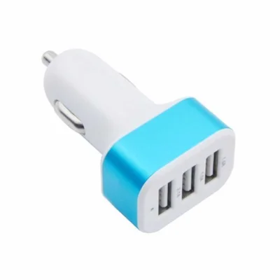 Carregador Veicular Mass, Com 3 Portas, Usb, 4.1a, Cor Azul