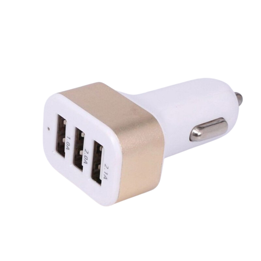 Carregador Veicular Mass, Com 3 Portas, Usb, 4.1a, Dourado