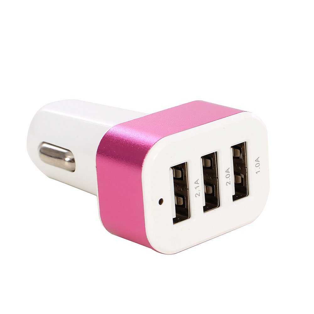 Carregador Veicular Mass, Com 3 Portas, Usb, 4.1a, Rosa