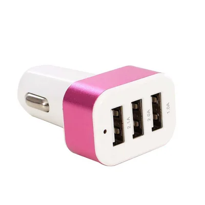 Carregador Veicular Mass, Com 3 Portas, Usb, 4.1a, Rosa