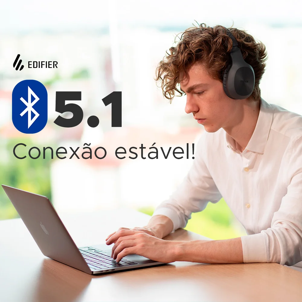 Imagem 4 de 5 do produto Fone De Ouvido Over-ear Sem Fio Edifier W600bt, Bateria 30 Hrs Bluetooth 5.1 USB-c Drivers 40mm, Preto