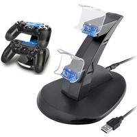 Carregador Duplo Oivo, Para Controle Ps4, Luz Azul