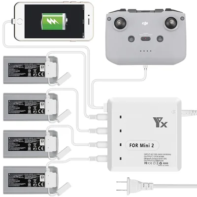 Carregador Hub, Sunnylife, 4 Baterias, Drone Dji Mini 2/se