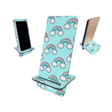 Porta Celular Mdf, Arco Iris Fofo Azul Fundo