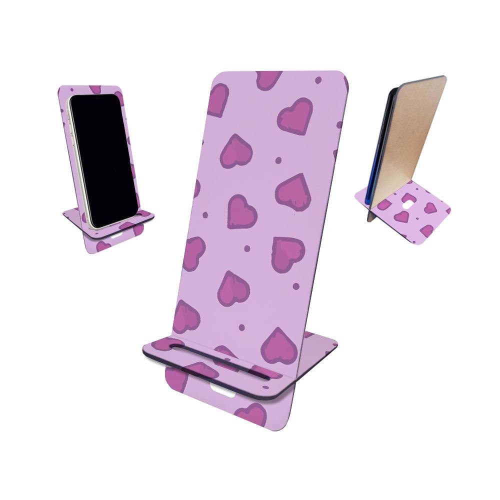 Imagem 1 de 1 do produto Porta Celular Mdf, Corações Roxo Bonito