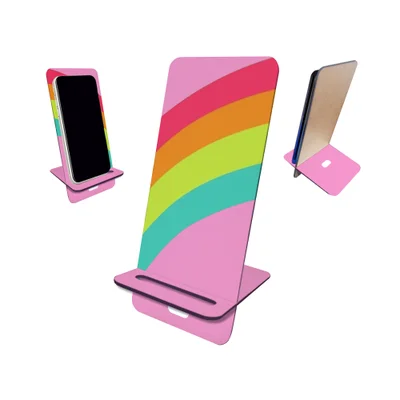 Porta Celular Mdf,Curva Colorida Rosa