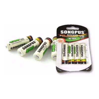 Kit 4 Pilhas Songpus Recarregável, 4700mAh, Digital Power AA