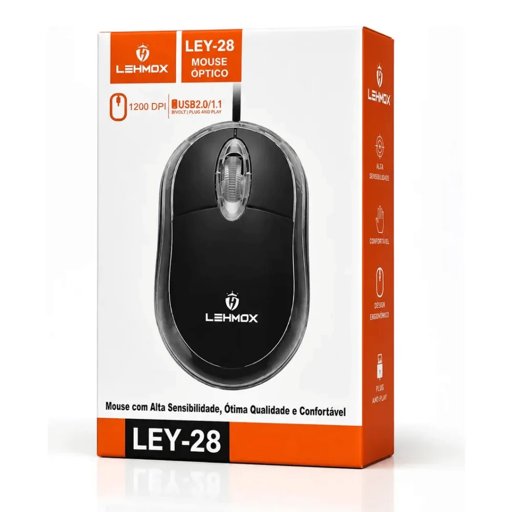 Mouse Óptico USB Lehmox, Ley-28, Para Notebook e computador