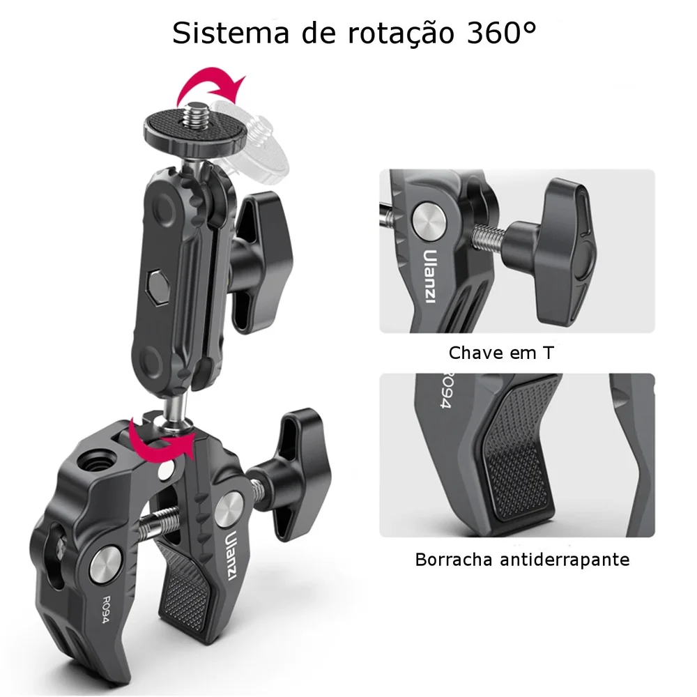 Suporte De Guidão/cilindro, Ulanzi R094, Para Gopro E Similares Suporte De Guidão/cilindro, Ulanzi R094, Para Gopro E Similares
