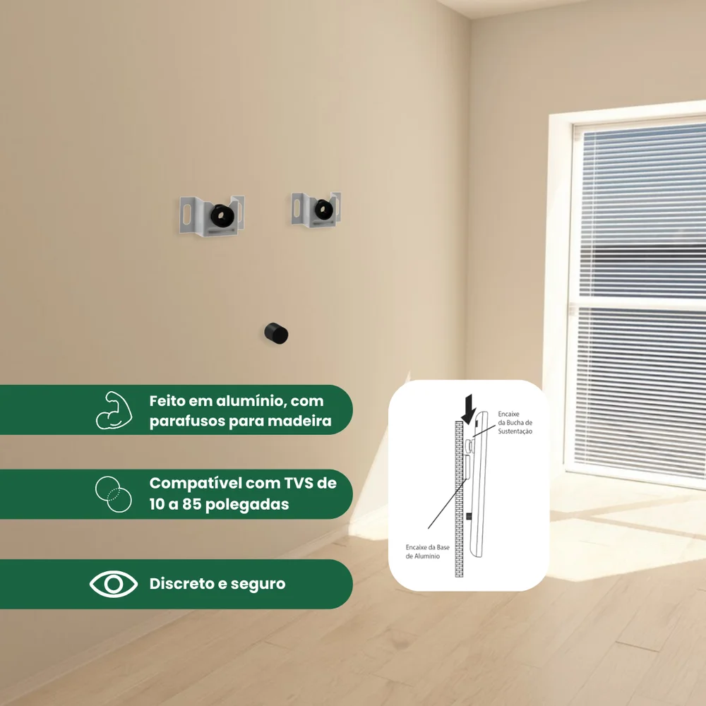 Imagem 4 de 5 do produto Suporte Fixo Universal Brasforma, Em Alumínio, Para Tv – Sbruab700