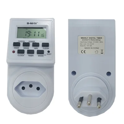 Timer Temporizador B-max Digital LCD, 2.200W, 10Ah, Tomada Bivolt, 9 Programas Liga E Desliga