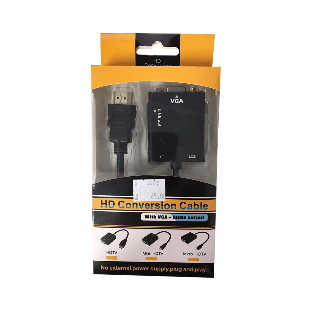 Imagem 4 de 5 do produto Cabo Rohs Conversor HDMI Para VGA, Global Cb0109b Com Som Peining