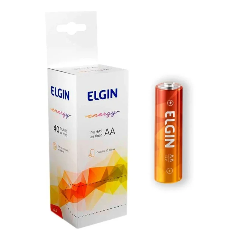 Pilha de Zinco-Carvão AA Elgin R06p, Com 40 Unidades Pilha de Zinco-Carvão AA Elgin R06p, Com 40 Unidades