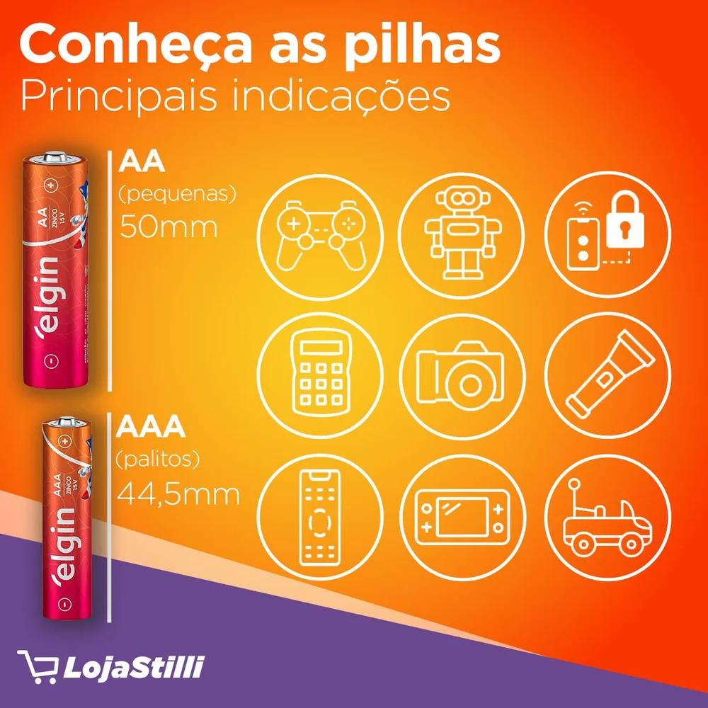 Pilha de Zinco-Carvão AA Elgin R06p, Com 40 Unidades Pilha de Zinco-Carvão AA Elgin R06p, Com 40 Unidades