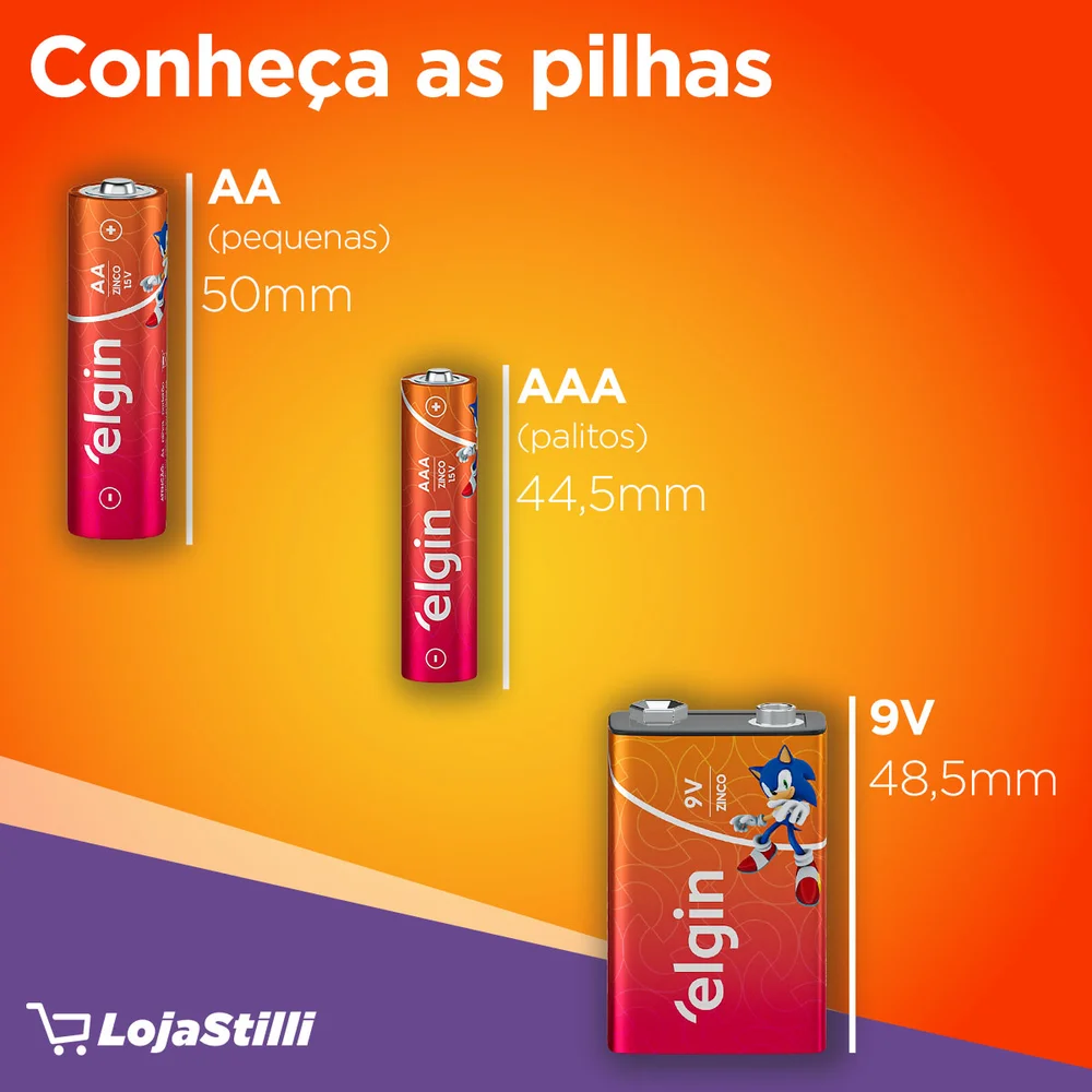 Pilha de Zinco-Carvão AA Elgin R06p, Com 40 Unidades Pilha de Zinco-Carvão AA Elgin R06p, Com 40 Unidades
