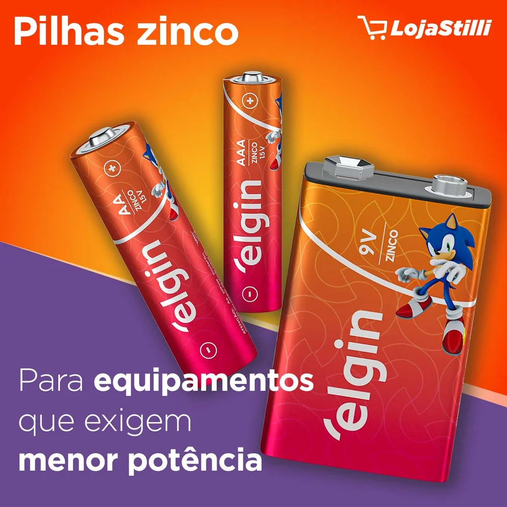 Pilha de Zinco-Carvão AA Elgin R06p, Com 40 Unidades Pilha de Zinco-Carvão AA Elgin R06p, Com 40 Unidades