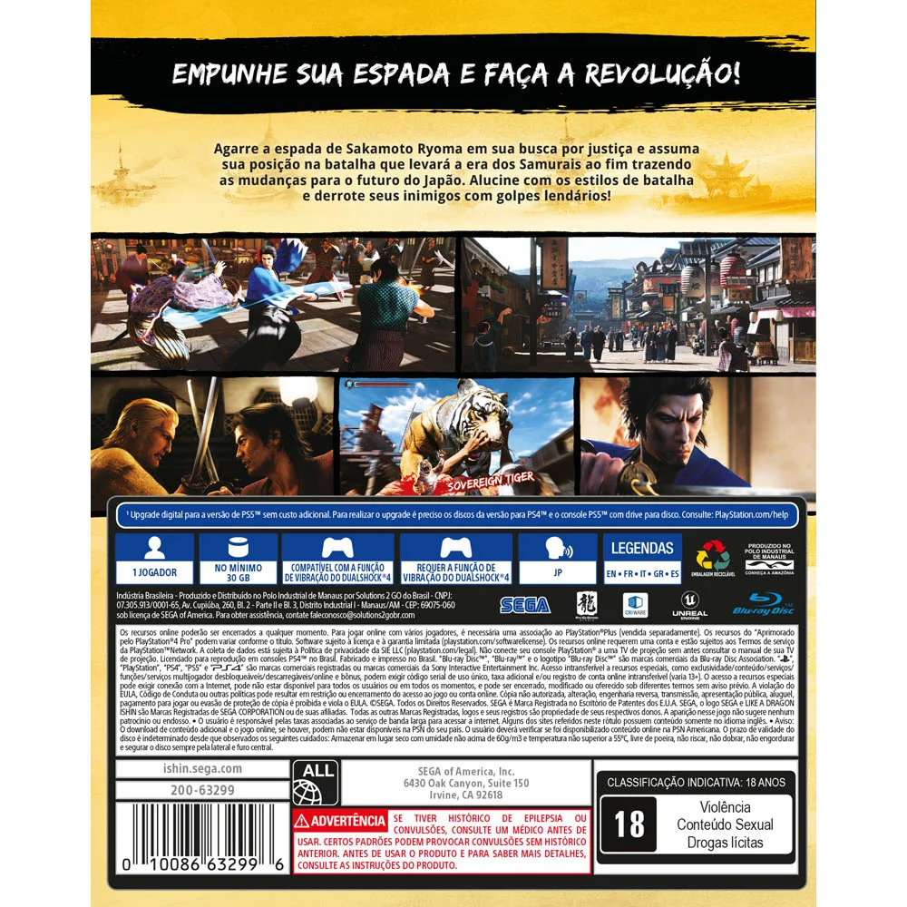 Imagem 3 de 4 do produto Jogo Playstation Sega Like A Dragon: Ishin, Ps4