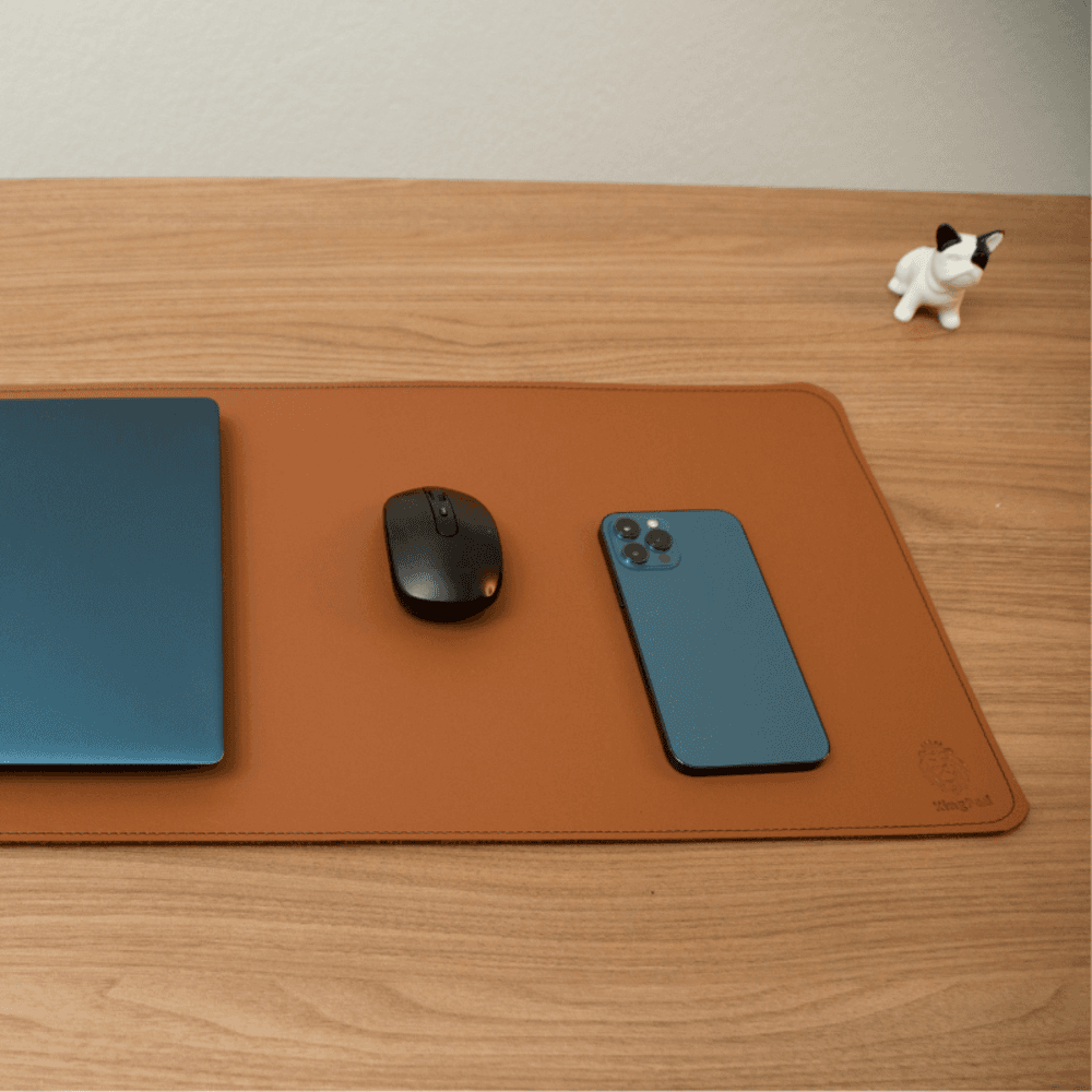Mouse Pad Kingpad Desk Pad Work, Couro Ecológico, 80x30cm, Caramelo