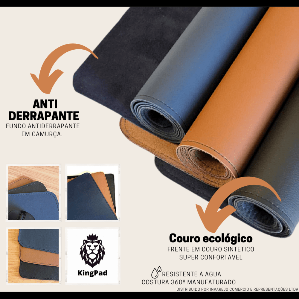 Mouse Pad Kingpad Desk Pad Work, Couro Ecológico, 60x30cm - Caramelo Mouse Pad Kingpad Desk Pad Work, Couro Ecológico, 60x30cm - Caramelo