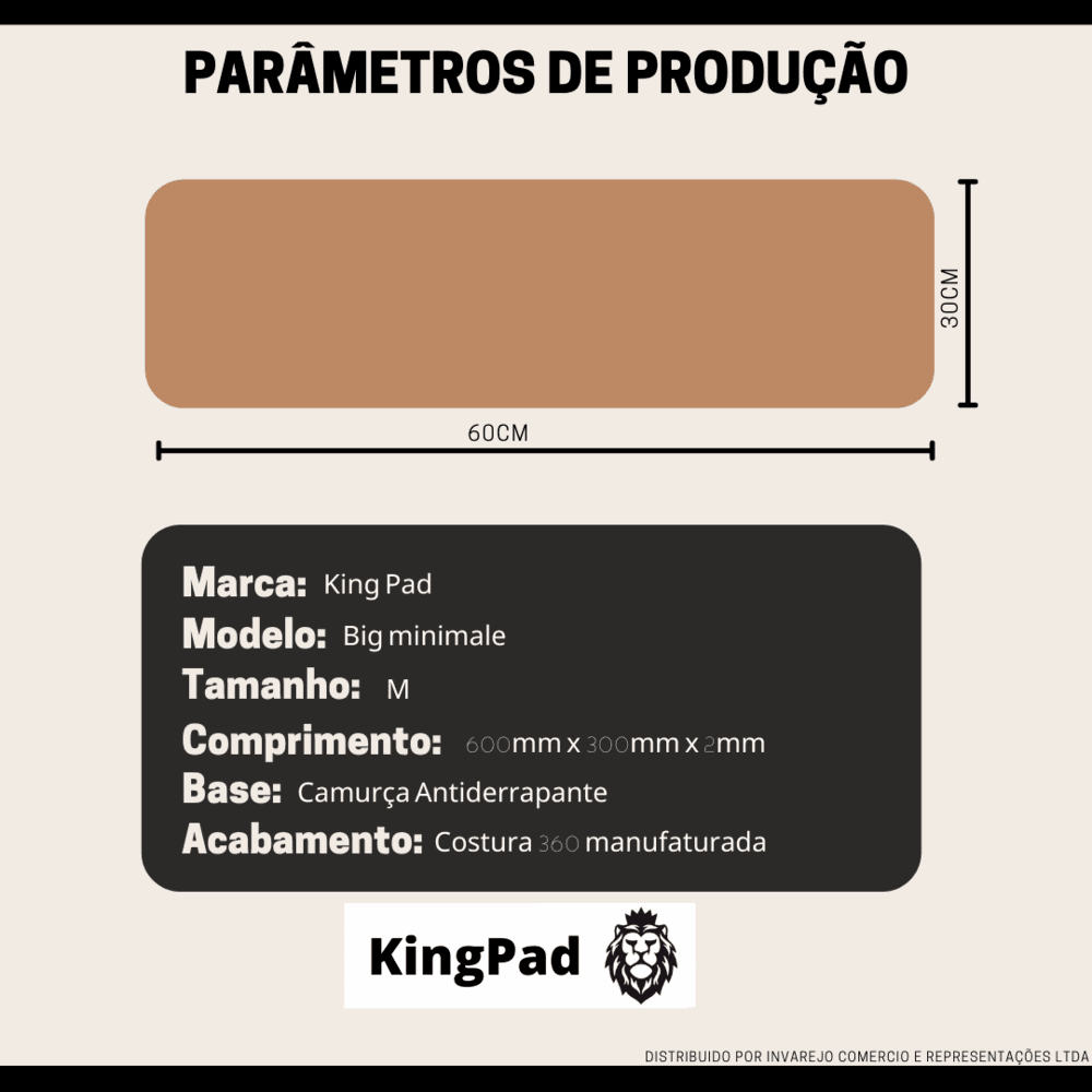 Imagem 3 de 5 do produto Mouse Pad Desk Pad Work Couro Ecológico - Kingpad, 60x30cm - Preto