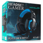 Headset Gamer Knup Over-Ear, Driver 50Mm, Com LED E Microfone, Preto/Azul - Kp-491