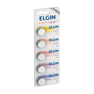 Kit 5 Pilhas Elgin, Bateria Cr2016 3v