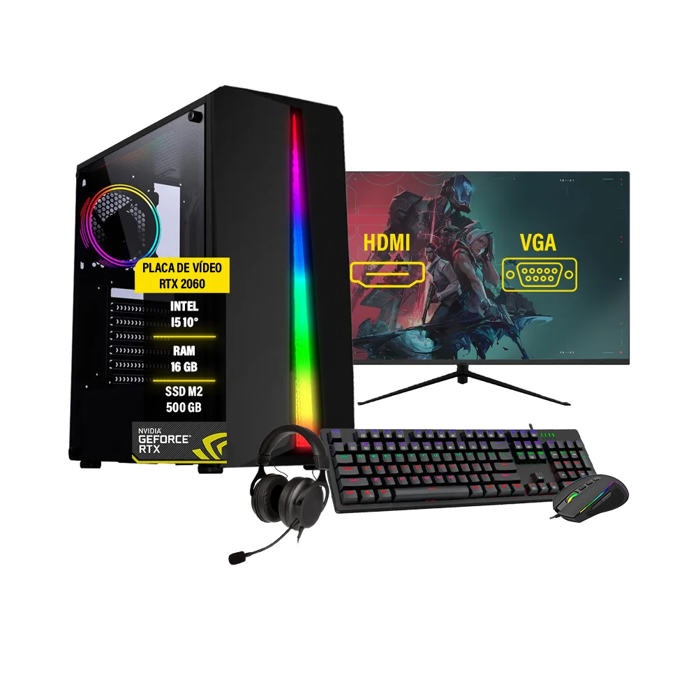 Pc Gamer Completo Balão.info I5-10° 16GB SSD M.2 500GB, RTX 2060, Mon