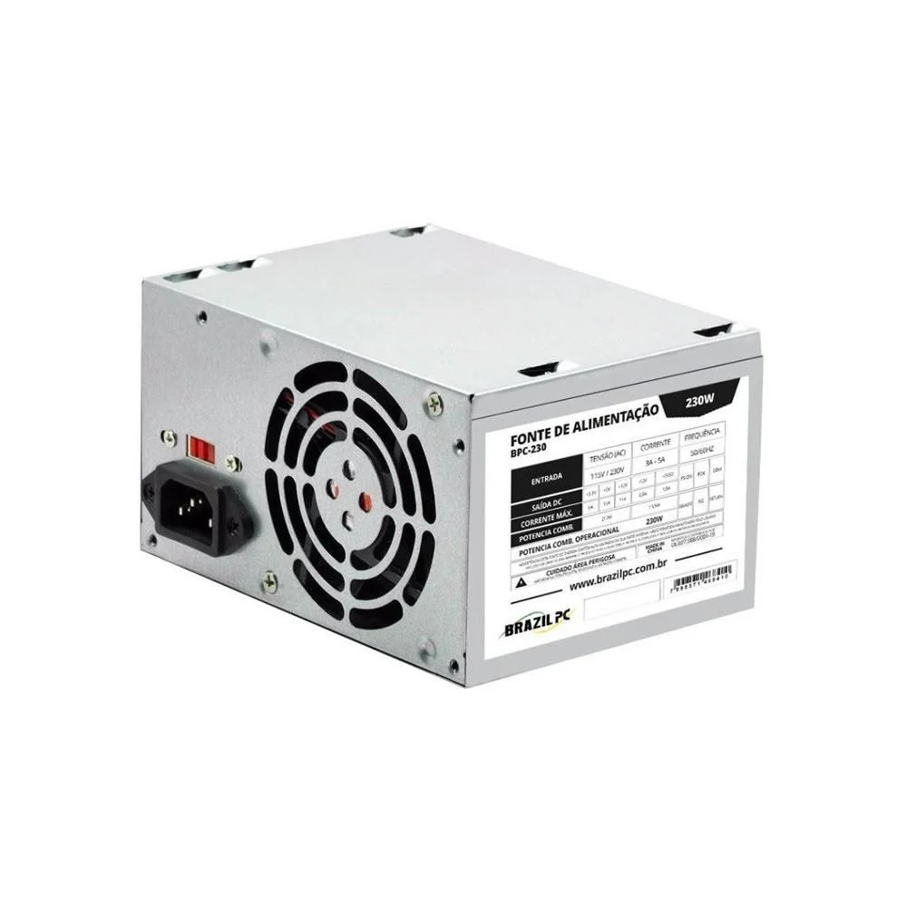 Fonte Brazilpc ATX, 230W Real, Bpc-230v1.2, O&m C/cabo