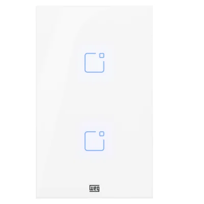 Interruptor WEG Touch Wi-Fi + RF, Com Placa 4x2 Whome 2, Branco