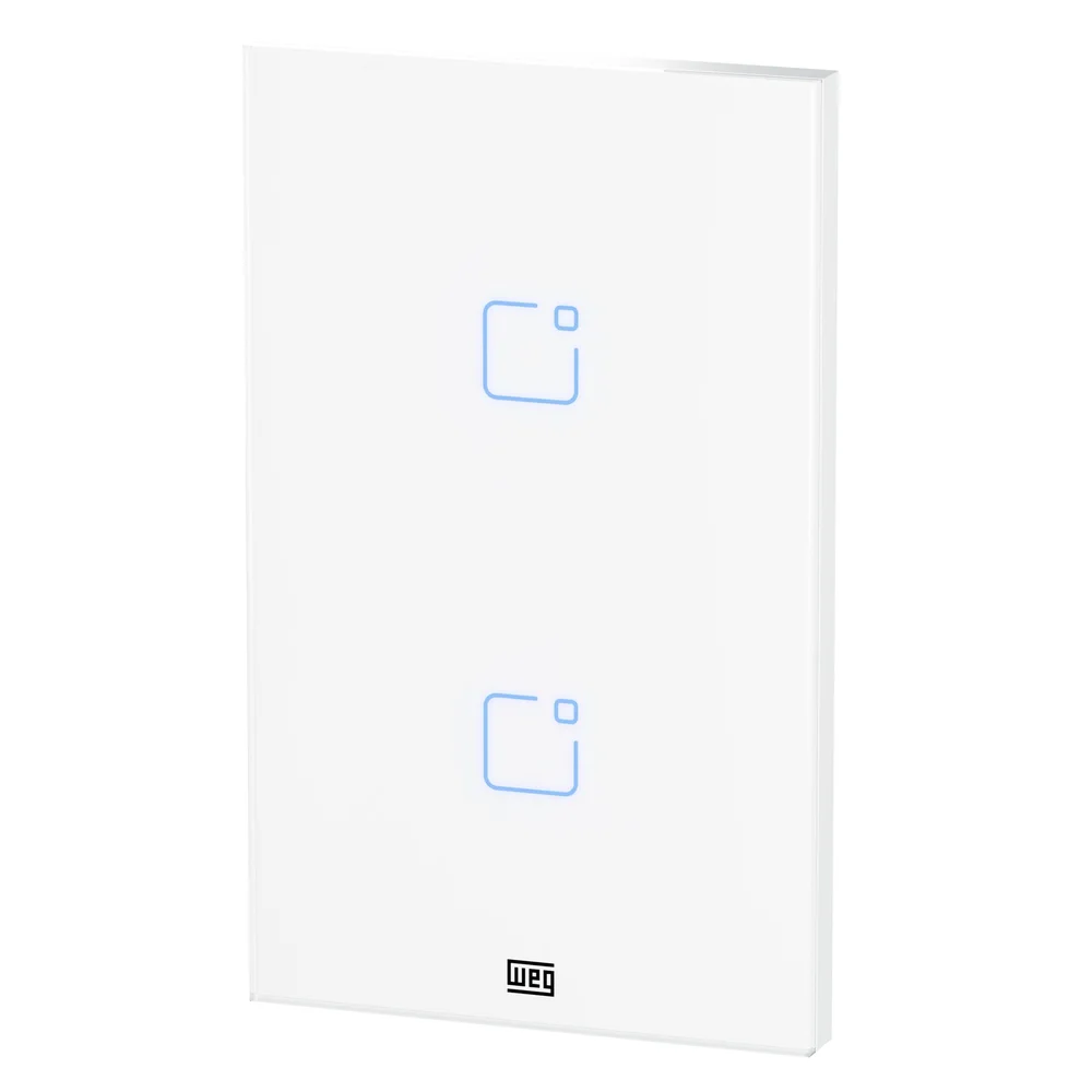 Imagem 2 de 5 do produto Interruptor WEG Touch Wi-Fi + RF, Com Placa 4x2 Whome 2, Branco