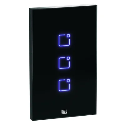 Interruptor WEG Touch Wi-Fi + RF, Com Placa 4x2 Whome 3, Preto