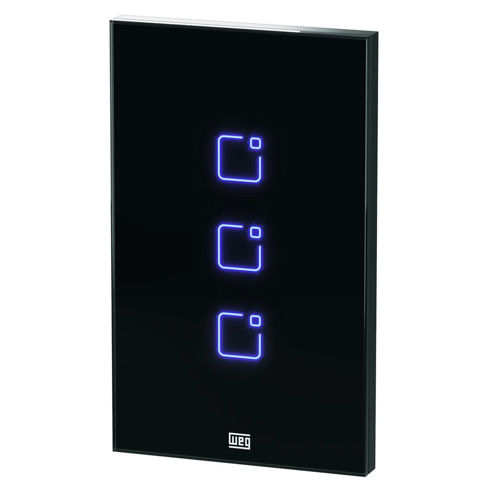Imagem 4 de 5 do produto Interruptor WEG Touch Wi-Fi + RF, Com Placa 4x2 Whome 3, Preto