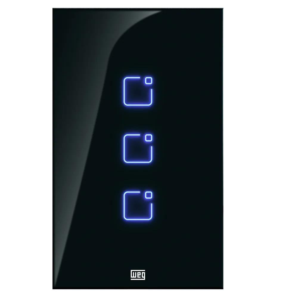 Imagem 5 de 5 do produto Interruptor WEG Touch Wi-Fi + RF, Com Placa 4x2 Whome 3, Preto