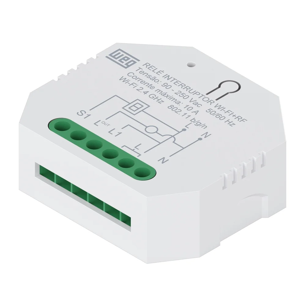 Imagem 2 de 3 do produto Modulo Interruptor Smart Weg Home Wi-Fi, 1 Canal, Bivolt - Dispositivo Rele Interruptor