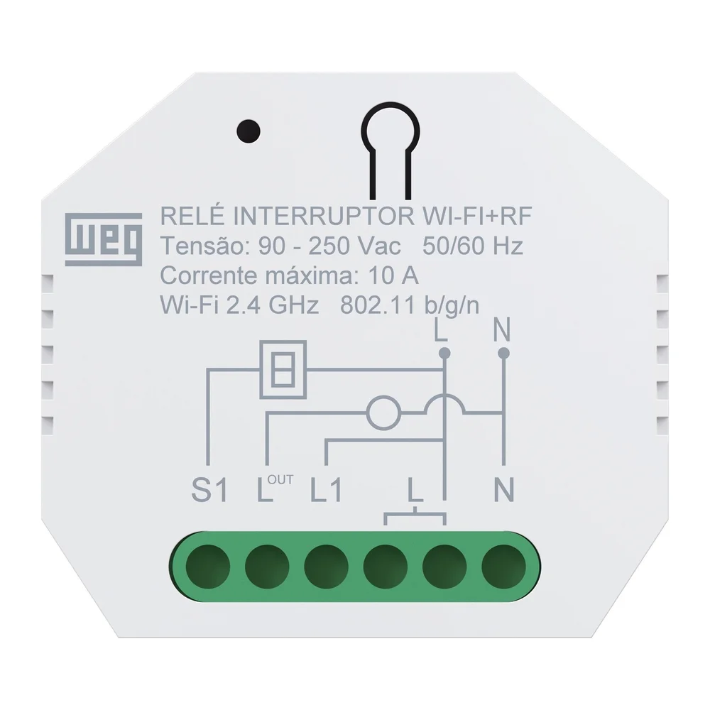 Imagem 3 de 3 do produto Modulo Interruptor Smart Weg Home Wi-Fi, 1 Canal, Bivolt - Dispositivo Rele Interruptor
