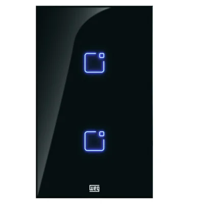 Interruptor WEG Touch Wi-Fi + RF, Com Placa 4x2 Whome 2, Preto