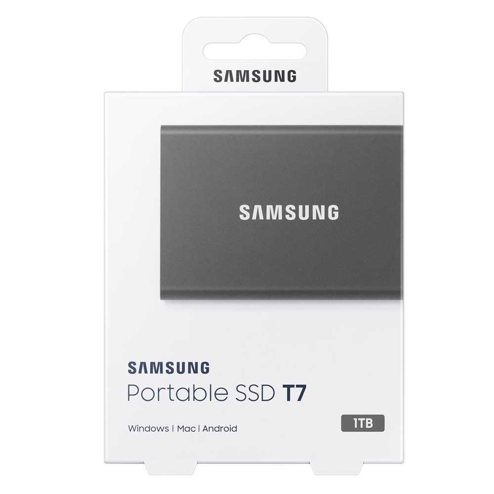 SSD Portátil Samsung T7, 1TB, Leitura: 1.050MB/s + Gravação: 1.000MB/s - Mu-pc1t0t-am